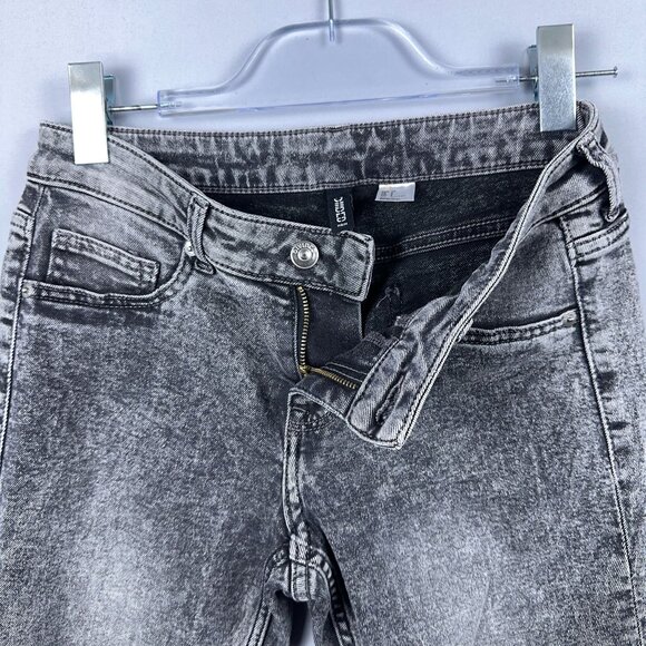 Divided By H&M Flare Leg Jeans Womens Size 6 Acid Wash Low Rise Stretch Gray - Picture 6 of 14
